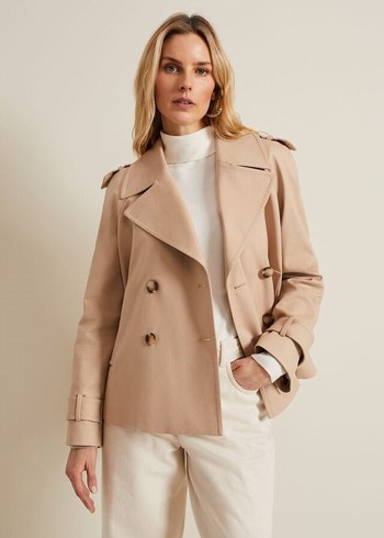 Phase Eight Lola Camel Cropped Trench Jackets Brown USA | 5794816-CL